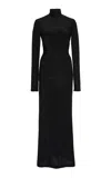 Carolina Herrera Lurex Jersey Turtleneck Midi Dress In Black