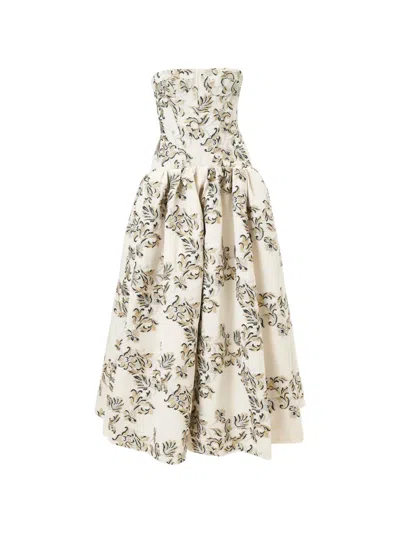 Carolina Herrera Strapless Metallic Floral-jacquard Gown In Multi