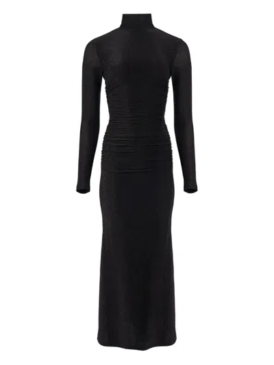 Carolina Herrera Lurex Turtleneck Midi Dress In Black