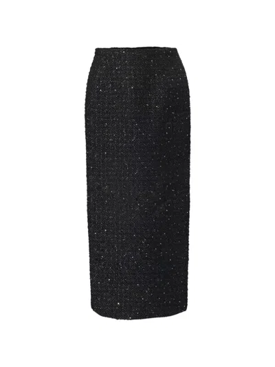 Carolina Herrera Lurex Tweed Midi Skirt In Black