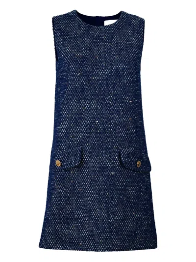 Carolina Herrera Lurex Tweed Mini Dress In Blue