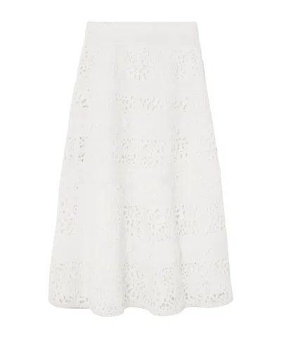 Carolina Herrera Broderie Anglaise Cotton Midi Skirt In White