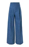 Carolina Herrera Marisol Polka-dot Denim Wide-leg Pants In Blue