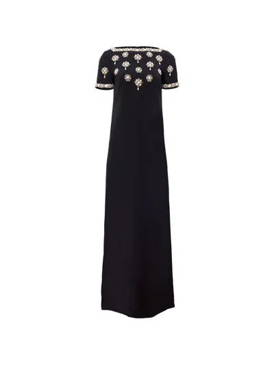 Carolina Herrera Medallion-embroidered Gown With Bows In Black