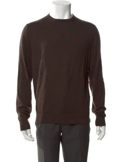 Pre-owned Carolina Herrera Merino Wool Crew Neck Pullover In Brown