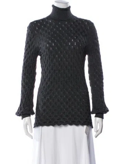 Pre-owned Carolina Herrera Merino Wool Patterned Sweater In Gray