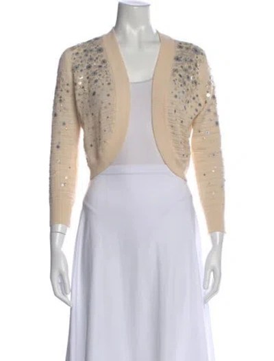Pre-owned Carolina Herrera Merino Wool Printed Sweater In Neutral