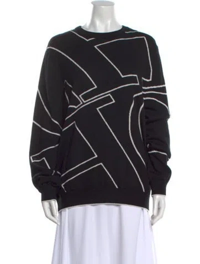 Pre-owned Carolina Herrera Merino Wool Printed Sweatshirt In Black