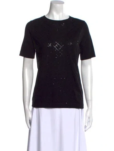 Pre-owned Carolina Herrera Merino Wool Scoop Neck Sweater In Black