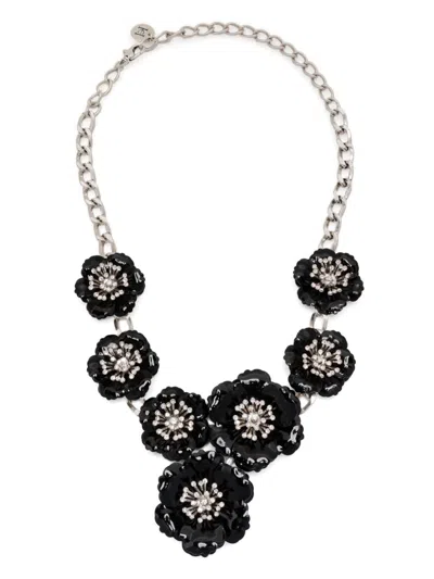 Carolina Herrera Metal Flower Necklace In Black