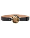 Carolina Herrera Metal Flower Skinny Belt In Black