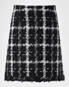 CAROLINA HERRERA METALLIC CHECK TWEED A-LINE MINI SKIRT