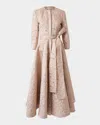 Carolina Herrera Metallic Floral Brocade Belted Midi Trench Dress