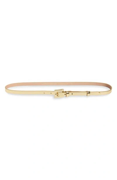 Carolina Herrera Metallic Leather Skinny Belt In Gold