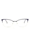 Carolina Herrera Metallic Rectangular-frame Glasses In 金色