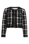 Carolina Herrera Collarless Tweed Jacket In Black/white