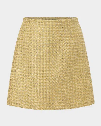 Carolina Herrera Metallic Tweed Mini Skirt In Gold