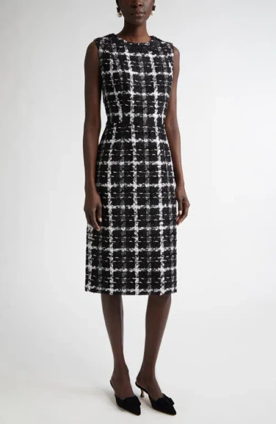 Carolina Herrera Metallic Tweed Sheath Dress In Black