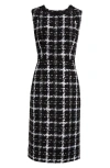 Carolina Herrera Metallic Check Tweed Sleeveless Midi Dress In Black