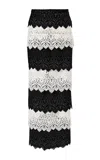 Carolina Herrera Mid-rise Floral Scroll Lace Trim Pencil Skirt In Multi