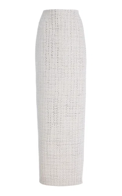 Carolina Herrera Mid-rise Tweed Maxi Skirt In Ivory