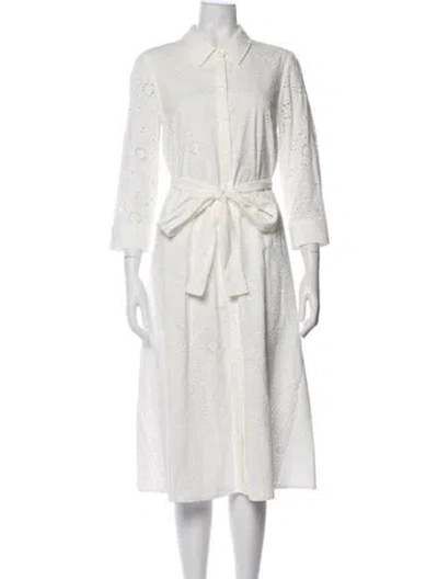 Pre-owned Carolina Herrera Midi Length Dress In White