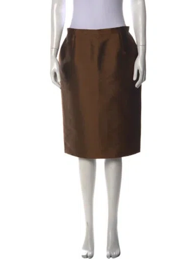 Pre-owned Carolina Herrera Midi Length Skirt In Brown
