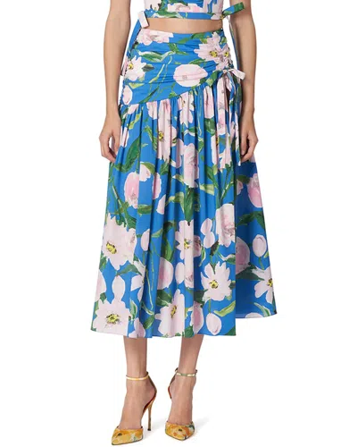 Carolina Herrera Midi Side Slit Skirt In Blue