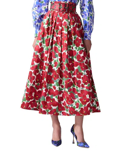 Carolina Herrera Cummerbund Waist Midi Skirt In Multi