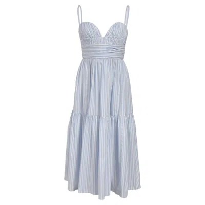 Carolina Herrera Midi Spaghetti Strap Tiered Dress In Light Blue Cotton |  ModeSens