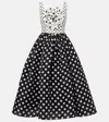 Carolina Herrera Polka-dot Flower Sleeveless Tea-length Dress In Schwarz