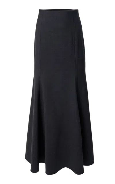 Carolina Herrera Mid-rise Bi-stretch Wool Tailoring Midi Skirt In Black