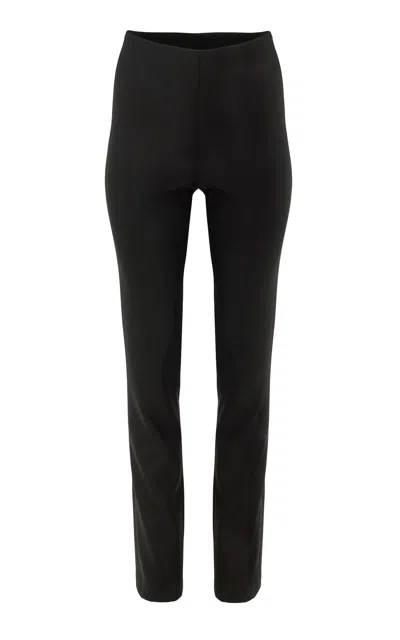 Carolina Herrera Mid-rise Bi-stretch Wool Tailoring Straight-leg Pants In Black