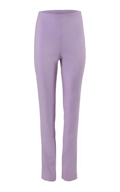 Carolina Herrera Mid-rise Bi-stretch Wool Tailoring Straight-leg Pants In Purple