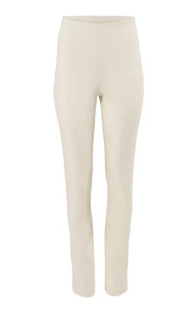 Carolina Herrera Mid-rise Bi-stretch Wool Tailoring Straight-leg Pants In Neutral
