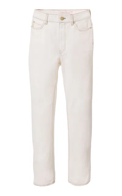 Carolina Herrera Mid-rise Denim Wide-leg Jeans In White