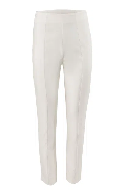 Carolina Herrera Mid-rise Stretch Cotton Sateen Straight-leg Pants In White