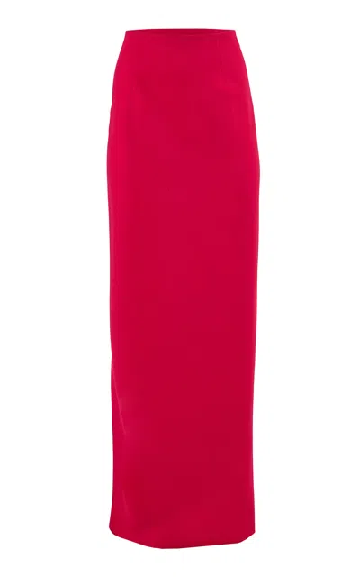 Carolina Herrera Mid-rise Stretch Wool Tailoring Column Skirt In Red