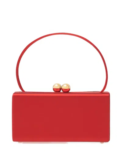 Carolina Herrera Mini Mimi Satin Clutch Bag In Red