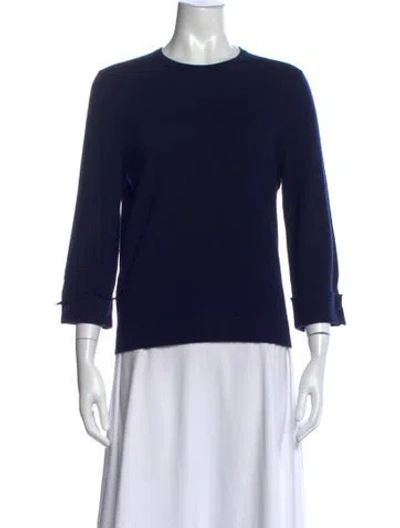 Pre-owned Carolina Herrera Mink Crew Neck Sweater In Blue