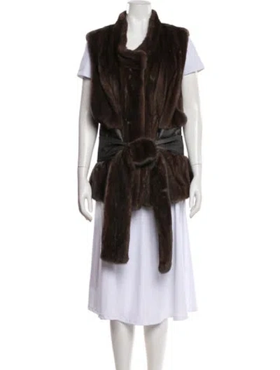 Pre-owned Carolina Herrera Mink Fur Coat In Brown