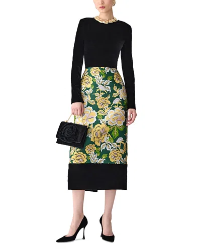 Carolina Herrera Mixed Media Midi Dress In Multi
