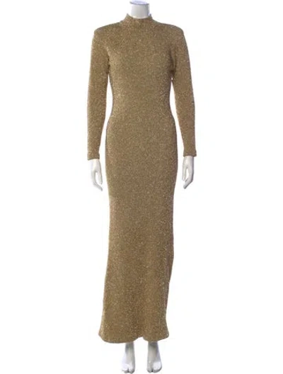 Pre-owned Carolina Herrera Mock Neck Long Dress In Neutrals