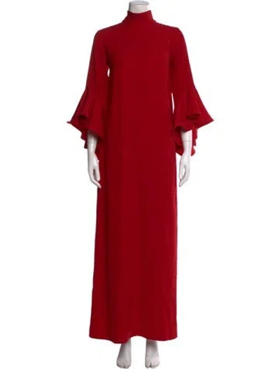 Pre-owned Carolina Herrera Mock Neck Long Dress In Red