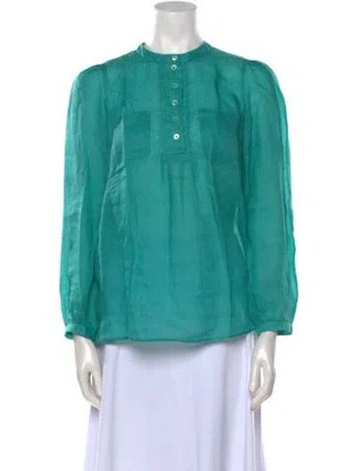 Pre-owned Carolina Herrera Mock Neck Long Sleeve Blouse In Multi