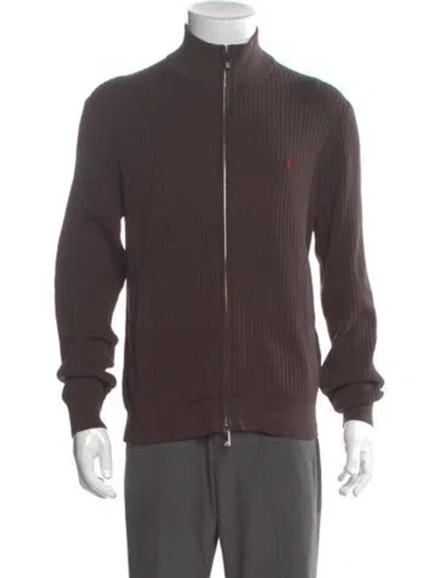 Pre-owned Carolina Herrera Mock Neck Long Sleeve Cardigan In Brown