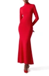 Carolina Herrera Turtleneck Virgin-wool Midi Dress In Herrera Red