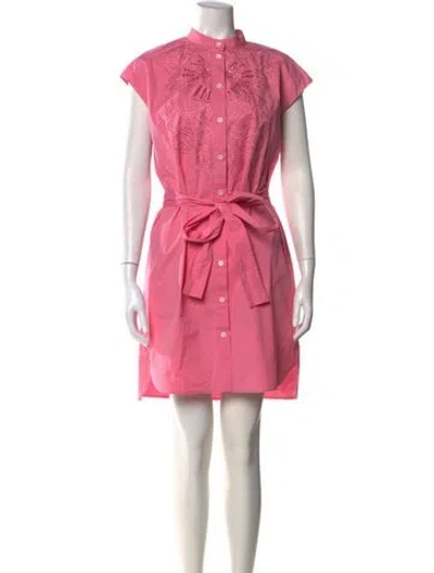 Pre-owned Carolina Herrera Mock Neck Mini Dress In Pink
