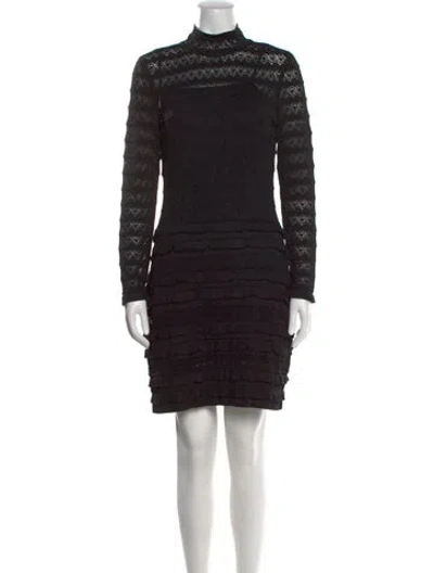 Pre-owned Carolina Herrera Mock Neck Mini Dress W/ Tags In Black