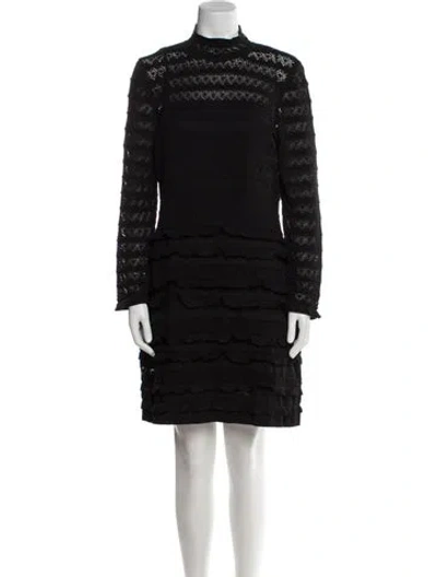 Pre-owned Carolina Herrera Mock Neck Mini Dress W/ Tags In Black